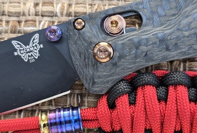 Benchmade 535BK-2 Bugout - 3.24'' S30V CF CUSTOM ''Carbon Rose!'' + TITANIUM x5!