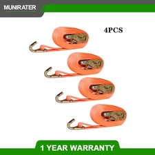 4000 lbs 4 Pack Ratchet Straps With J Hook 1.5" x 20 Ft Heavy Duty Tie Downs