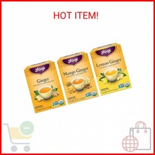 Yogi Tea Ginger Variety Sampler - 16 Bags per Pack 3 Packs - Caffeine-Free, Or