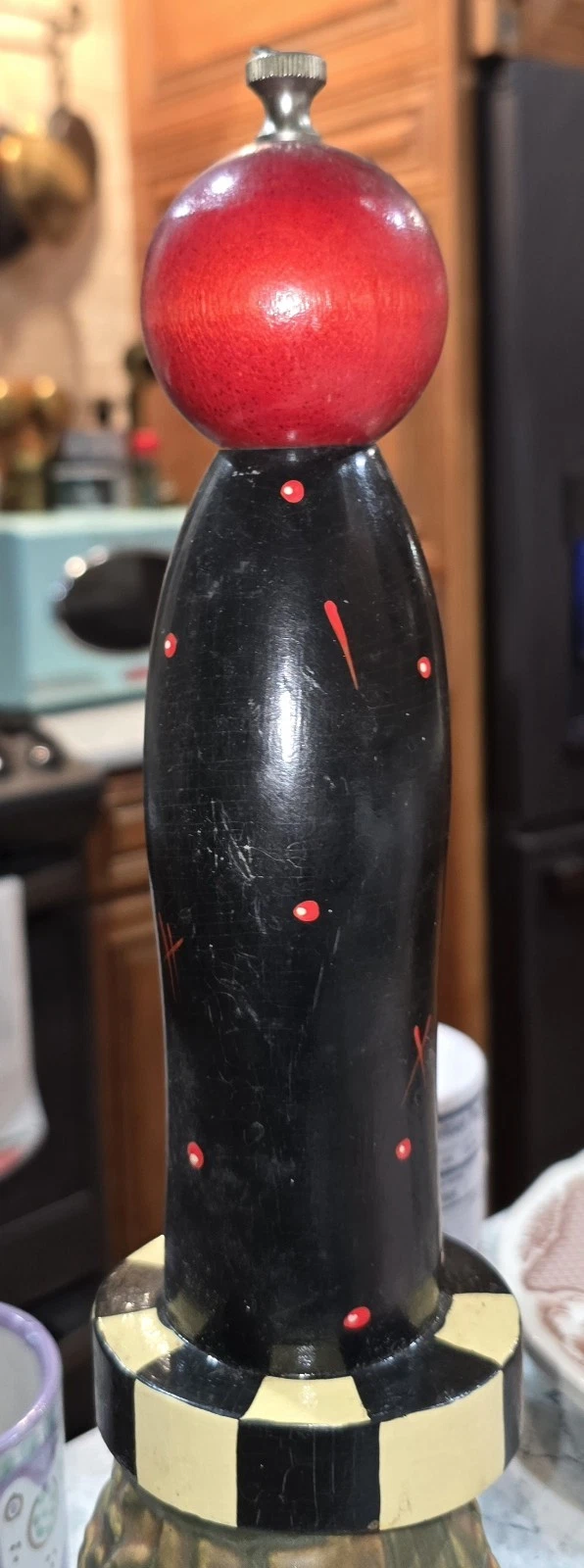 Aero in Black, Red, and White Wooden Salt Shaker or Pepper Mill Grinder 10.5"