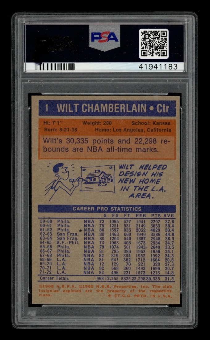 1972-73 Topps Set-Break #  1 Wilt Chamberlain PSA 7 NM view 2