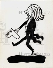 Stampa Foto Disegno di un pianista che tiene in mano una borsa Steinway a forma di pianoforte - nei17959