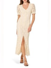 ASTR The Label Puff Sleeve Lace Maxi Dress Size Medium Cream NWOT