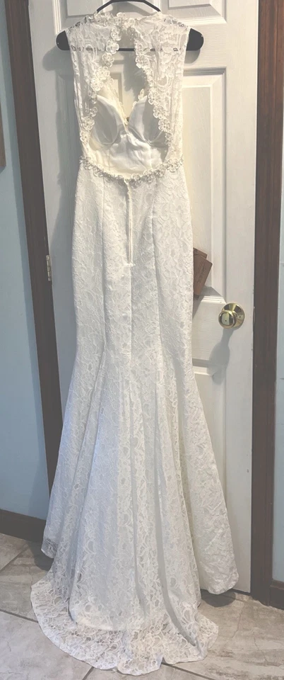 Vestido de Boda Light In The Box Sirena Encaje Talla S Marfil Estilo Halter Nuevo con Etiquetas Foto 3 de 4