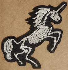 Rearing Unicorn Skeleton embroidered Iron on patch gothic