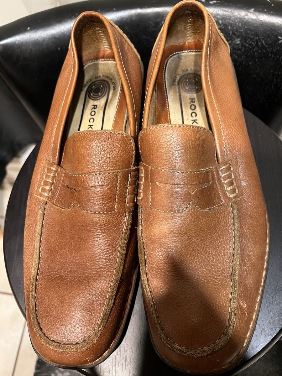 Rockport Cognac Leather Penny Loafers Men display picture 2