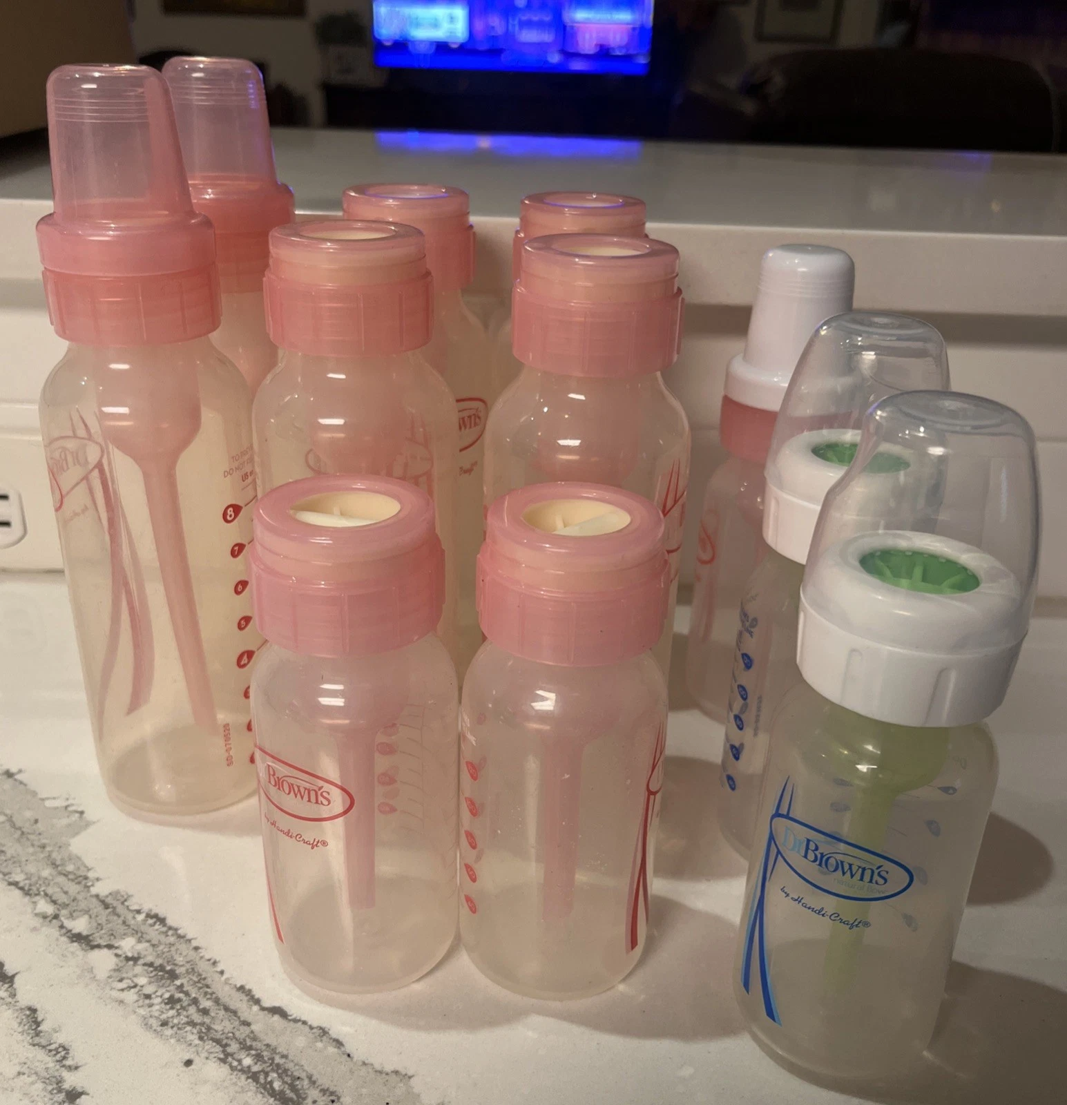 LOT Of 11 Dr. Brown's Anti-Colic Options Narrow Plastic Baby Bottles 8-oz 4-oz