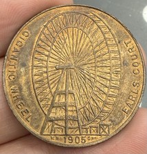 Gran Bretagna Earls Court Gigantic Wheel 1905 gettone UNC - tracce di lucentezza rossa.
