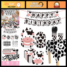 177pcs Cow Theme Birthday Party Decorations Set - Plates, Napkins, Cups, Banner,