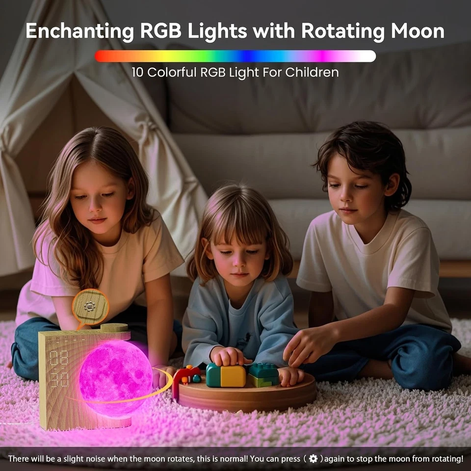 Elegant Rotating Moonlight Alarm Clock for Heavy Sleepers: Sunrise Simulation - Image 4 of 4