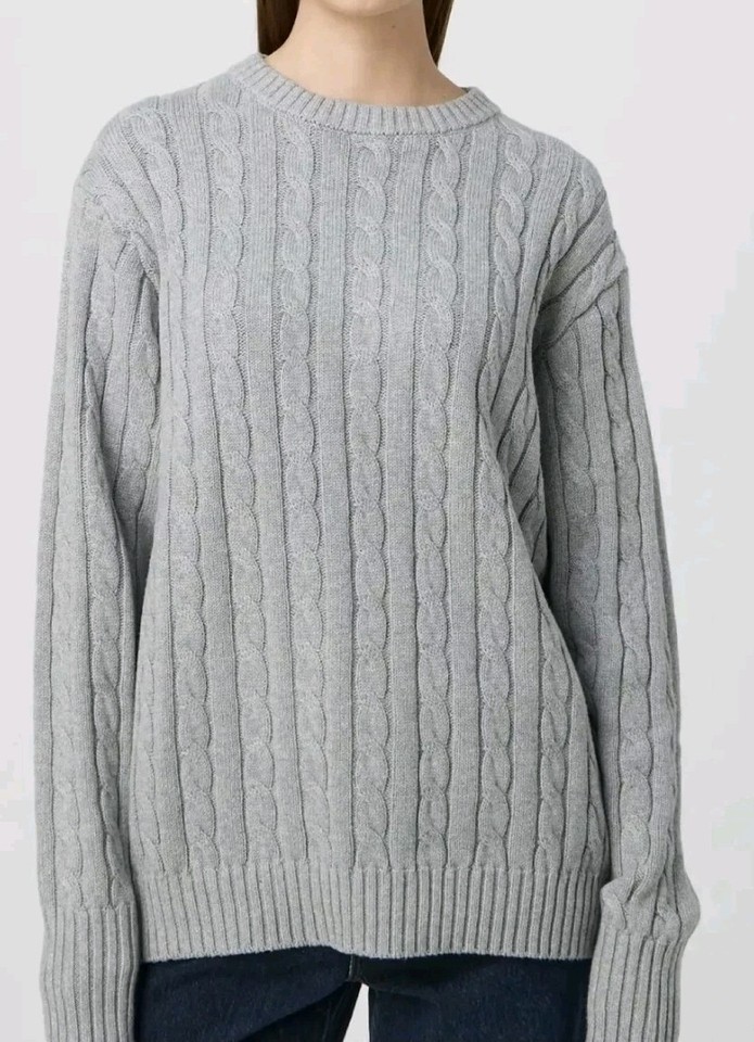 GLASSONS Grey Cable Knit Cotton Jumper in Size XS EUC