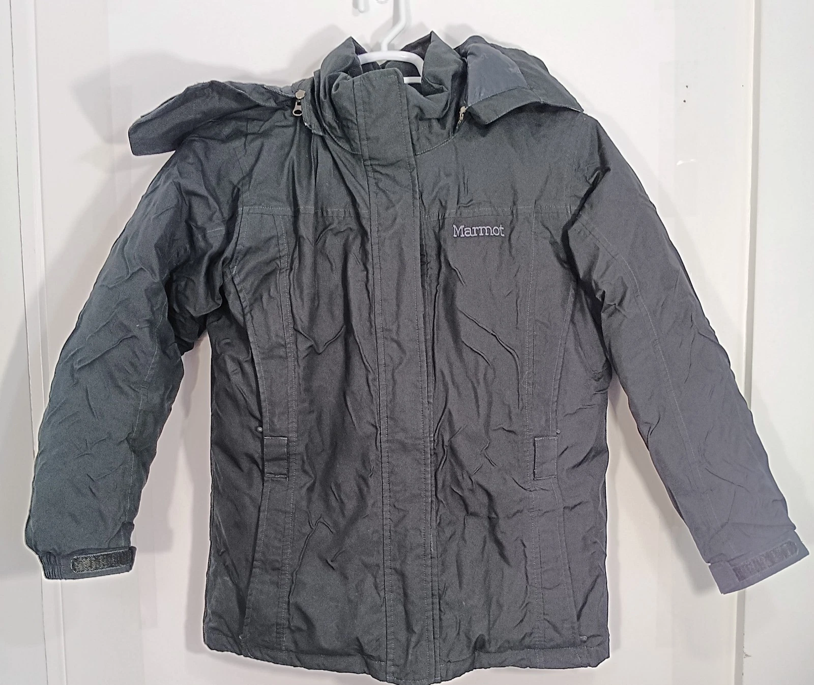 Marmot Youth XL 14–16 Black 650 Goose Down Winter Jacket Removable Hood