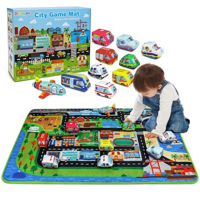 Soft Toy Car Set for Babies Infants Toddlers 1 Oversize Play Mat 10 Soft Toy ...
