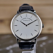 A. Lange & Sohne Saxonia 211.026 Ultra Thin 40mm 18kt White Gold Manual Wind B&P