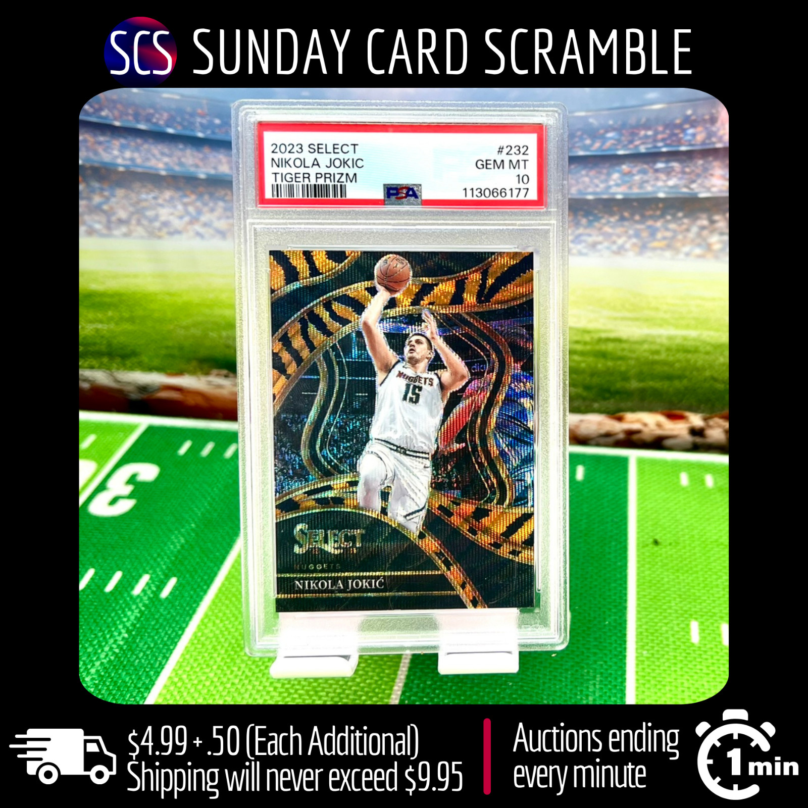 2023 Panini Select Tiger Prizm Nikola Jokic Joker Nuggets #232 PSA 10 🔥