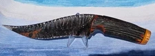 Native American Made Mahogany Tri-flow Obsidian Knife Antler Handle Powwow Decor