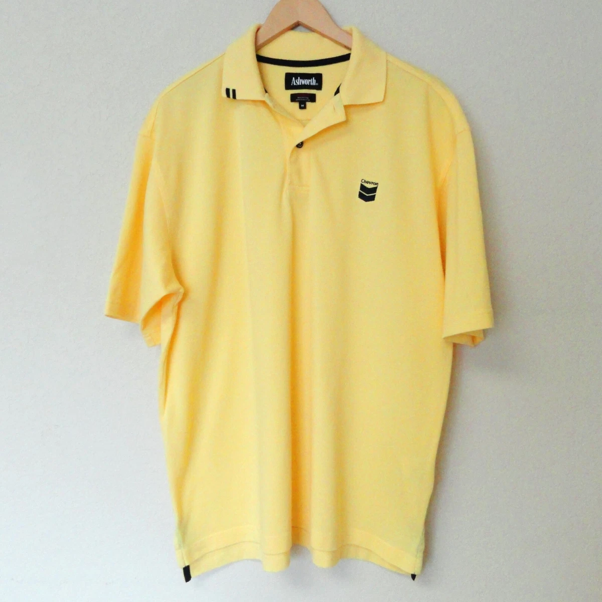 Yellow Ashworth EZ tech golf polo shirt black Chevron gas embroidery men s M