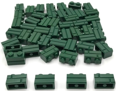 Lego 50 New Dark Green Bricks Building Blocks Modified 1 x 2 Masonry Profile