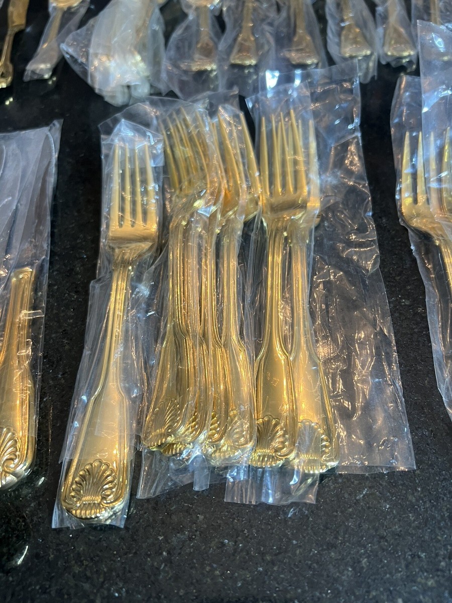 1847 Rogers Bros EP Korea Gold Tone Shell Pattern 46 Pc Set 1847 Rogers Bros EP Korea Gold Tone Shell Pattern 46 Pc Set