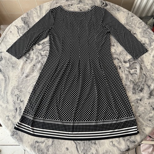Max Studio schwarz & weiß gepunktetes Fit & Flare Kleid XL - Bild 6 von 14