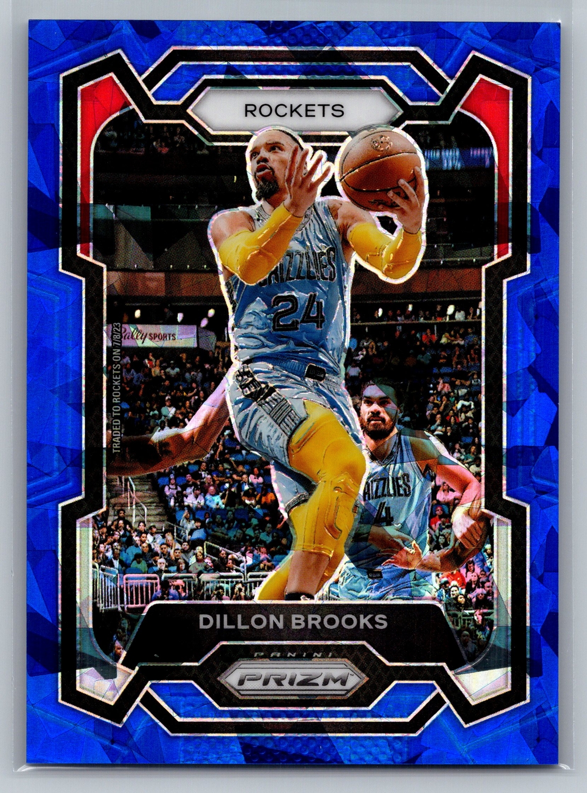 2023-24 Panini Prizm #68 Dillon Brooks Prizms Blue Ice #/125 Houston Rockets