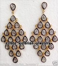 Vintage 2.80ct Clear Genuine Old Mine Antique Cut Diamond Silver Earring Jewelry