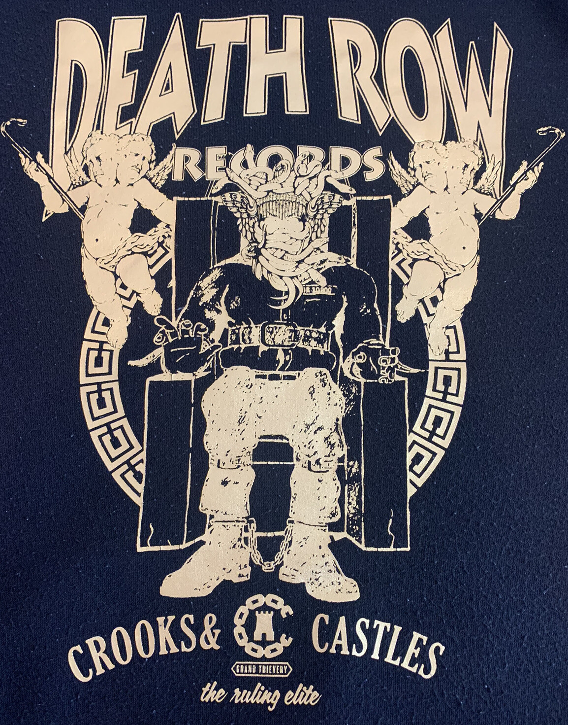 FILA Felpa con cappuccio da uomo rara e limitata G Death Row Records taglia small nera