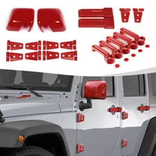 19pcs Red Exterior Decoration Trim Kit Cover Set For Jeep Wrangler JK JKU 07-17