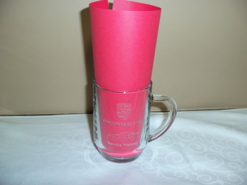 Porsche Crest Coffee Mug Made in Germany White Gold Trim 12oz