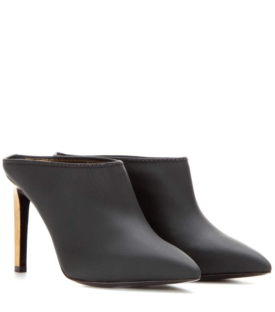 Lanvin — $950 NIB LANVIN MULE SHOE SMOOTH CALFSKIN BLACK NOIR GOLDEN HEEL SHOES 38.5