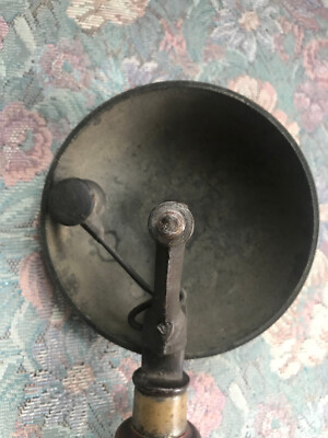 ANTIQUE HANDHELD FIREMAN BRASS MUFFIN BELL 9