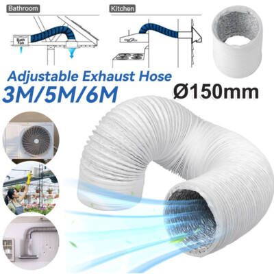 6m Ø150mm Abluftschlauch Schlauch PVC Flexibel für Mobil Klimaanlagen Klimagerät