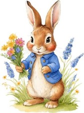 Peter Rabbit Flower Wall Art Bedroom Nursery Decor Colourful Vinyl Sticker Decal