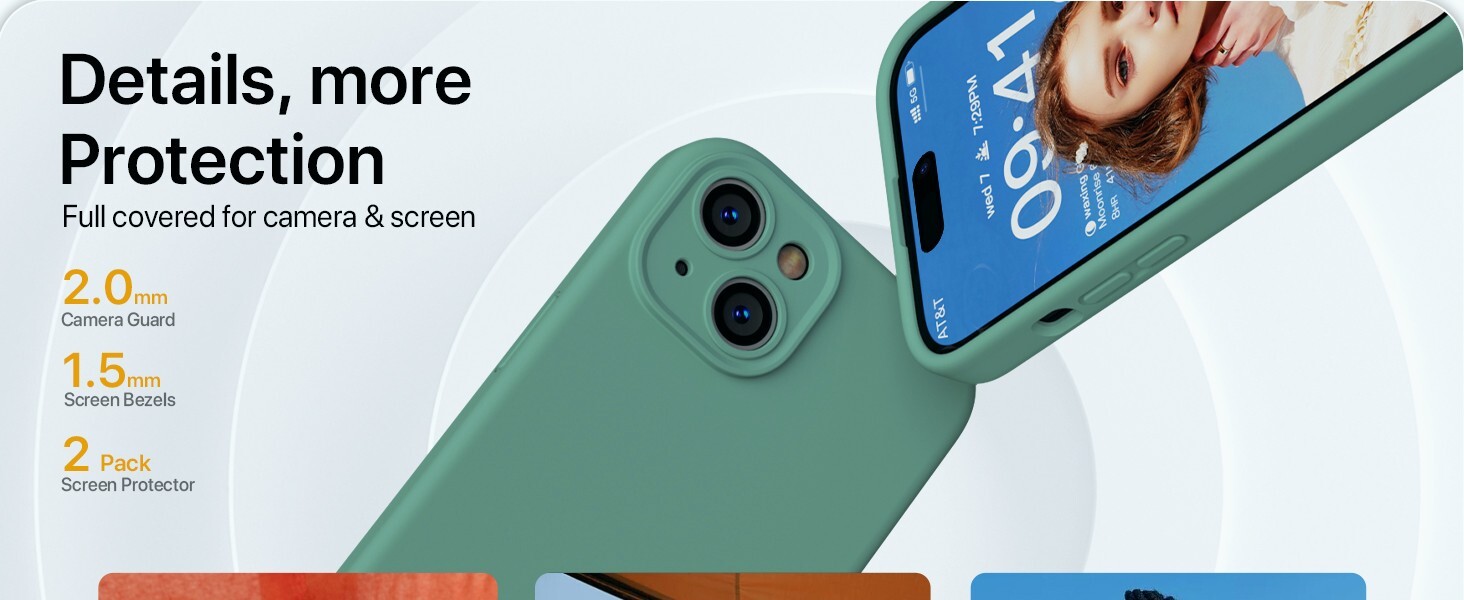 iPhone 15 Case with [2 Screen Protectors], Soft Anti-Scratc-image