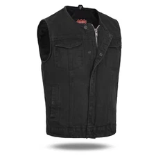 No Collar HL21639DM Black Club Style SOA Denim Men Vest Success