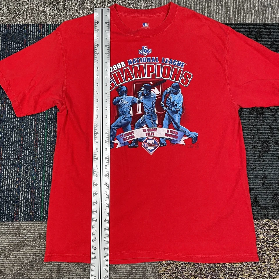 Camiseta 2008 Campeones de la Liga Nacional Philadelphia Phillies Talla XL Roja Foto 4 de 4