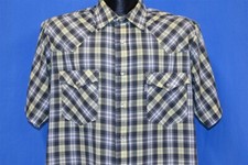 vintage 90s LEVIS PLAID TAPERED GREEN WHITE GRAY WESTERN PEARL SNAP SHIRT L