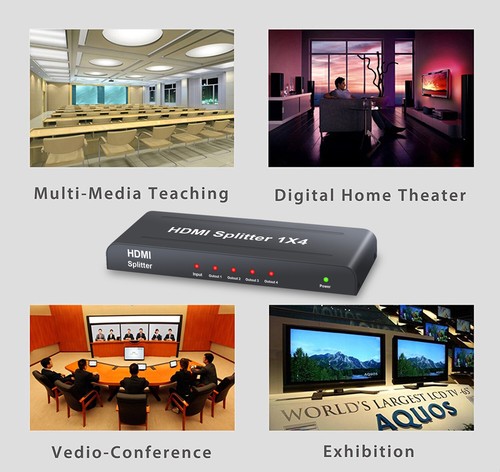 Ultra HD HDMI Splitter Amplifier Duplicator 4 Way 1x4 Hub 1 in 4 out 3D 4K 2K - Picture 4 of 12