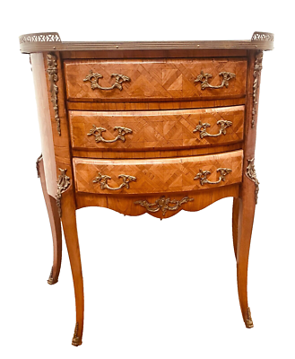 Commode Demi-lune Louis XV – Marqueterie Et Galerie Laiton – XXe (Occasion)