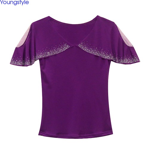 T-shirt coreana nuova donna in rete strass mantello festa cocktail coreana camicetta - Foto 12 di 16