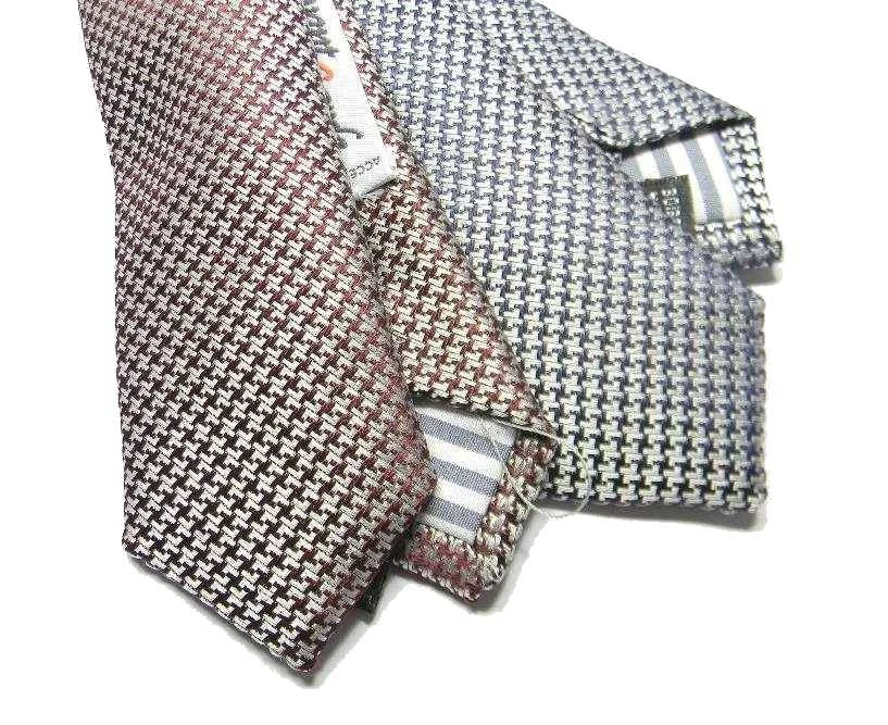 AVANTGARDEACCESSORI Cravatta pied de poule bambino elegante motivo a quadretti blu bordeaux seta ITA