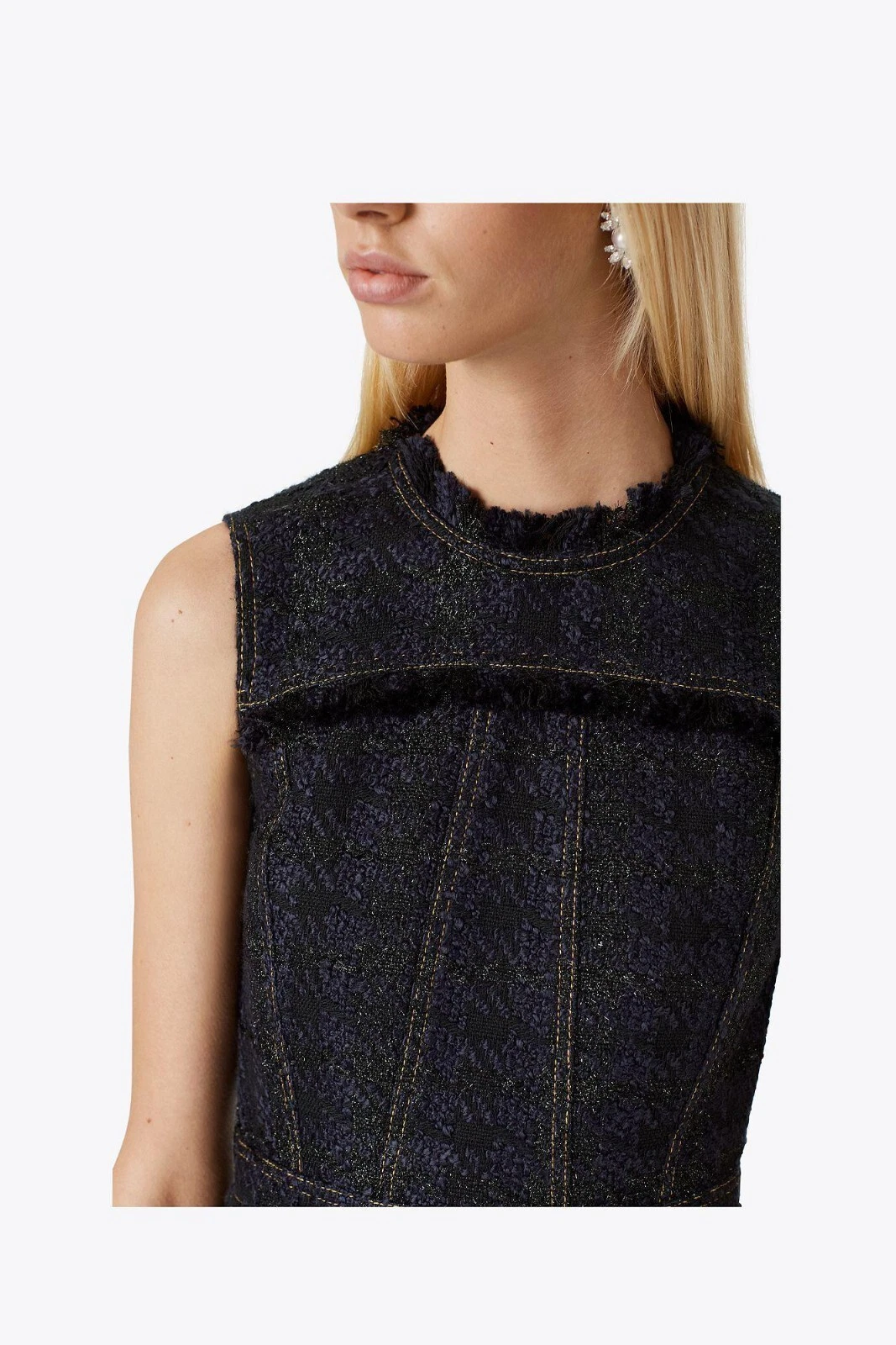 Abito in tweed nero Tory Burch nuovo con etichette $398 taglia 8