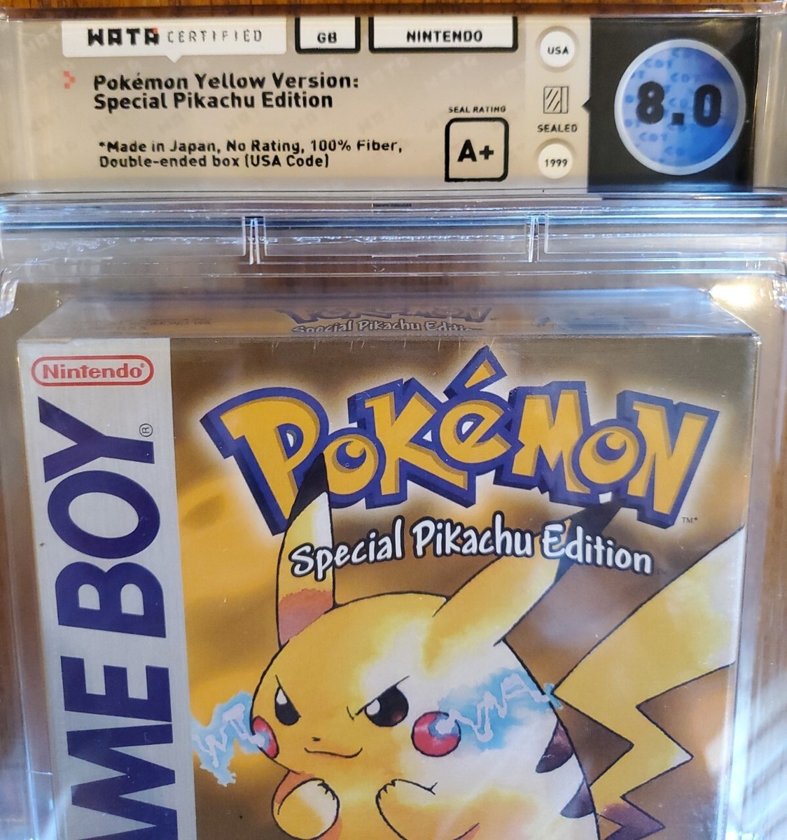Pokemon Yellow Pikachu WATA 8.0 A+ Sealed NO ESRB Gameboy Nintendo