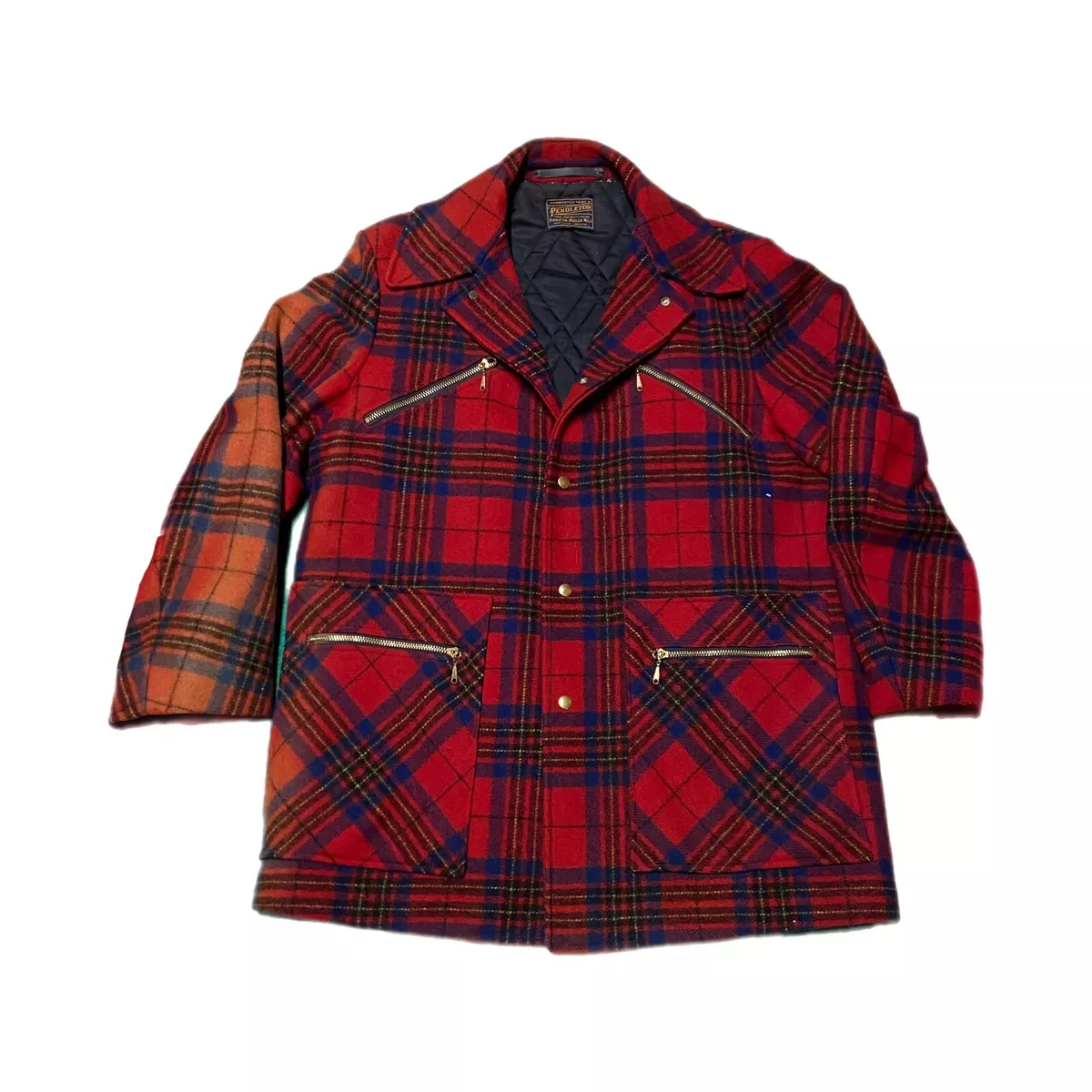 Vintage Pendleton Plaid Wool Mackinaw Cruiser Jacket Men's XL 60s Distressed