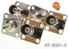 5-Pack Commercial Grade BNC Female Jack Bulkhead Panel Chassis Mount Connector
