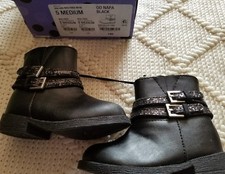 Toddler Girls Black Boots Size 5 Booties Okie Dokie NIB NEW