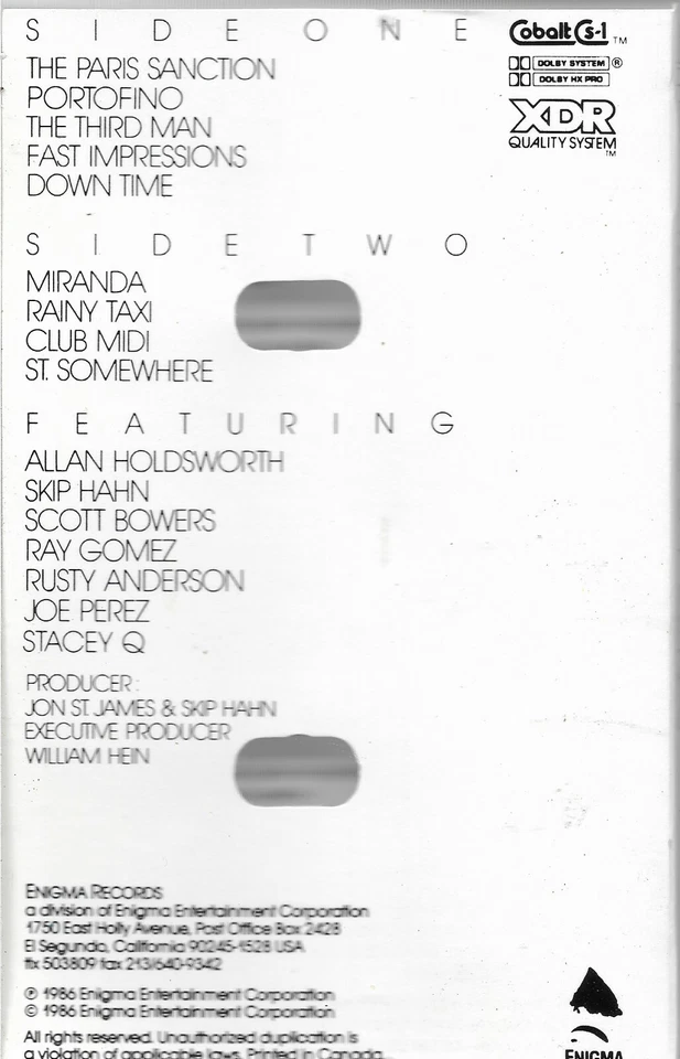 Fast Impressions * by Jon St. James (Cassette, 1986, Enigma) Allan Holdsworth - Image 2 of 2