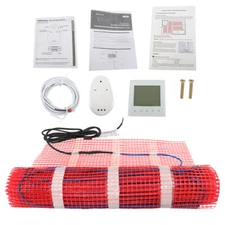 15 Sqft Electric Radiant Floor Heat System Floor Heat Mat 120 V W/ Thermostat