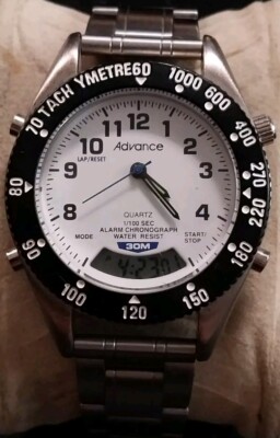 Advance Alarm Chronograph Analog & Digital Quartz Watch QA-FRAD New Batteries