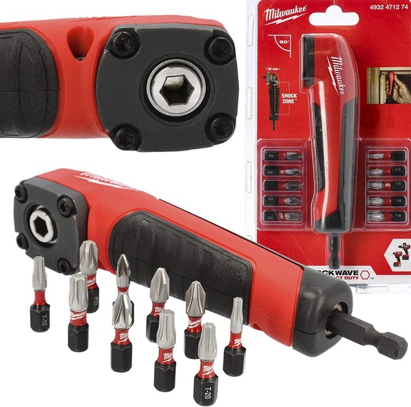 Milwaukee 4932471274 Winkelaufsatz FüR Akkuschrauber Shockwave 11 Tlg. Bit Set-image